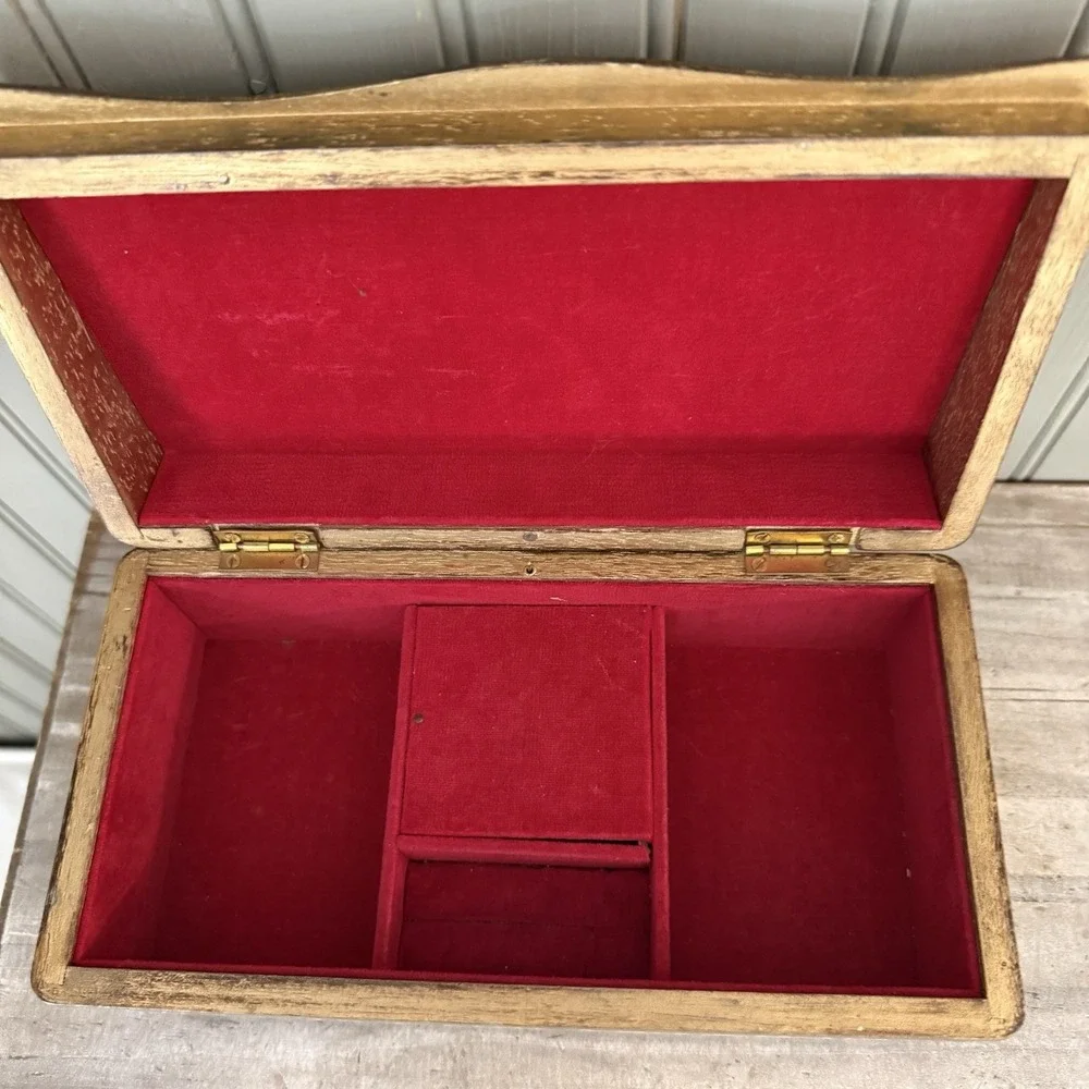VINTAGE ITALIAN STYLE TOLE FLORENTINE WOOD JEWELRY MUSIC BOX - JAPAN